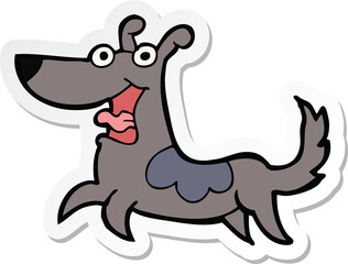 sticker of a happy dog cartoon