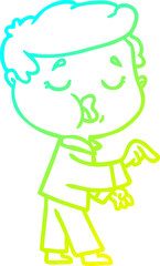 cold gradient line drawing cartoon man talking
