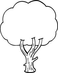 line drawing cartoon blooming tree