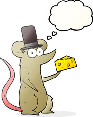 thought bubble cartoon mouse with cheese