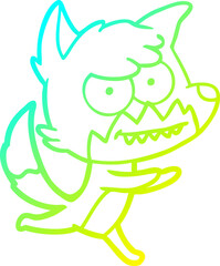 cold gradient line drawing cartoon grinning fox