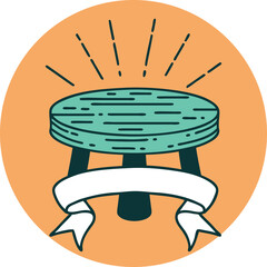 icon of tattoo style wooden stool