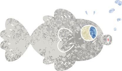 quirky retro illustration style cartoon fish
