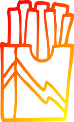 warm gradient line drawing cartoon fast food fries