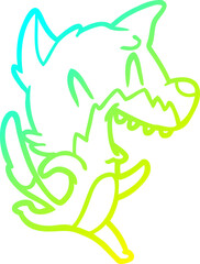 cold gradient line drawing laughing fox running away