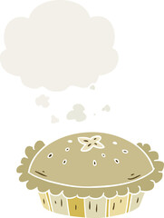 cartoon pie and thought bubble in retro style
