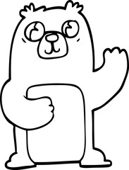 line drawing cartoon wide eyed bear