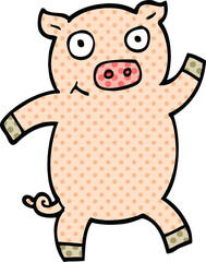 comic book style cartoon dancing pig