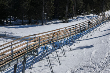 Bob on the tracks alpine coaster at the ski resort.