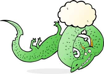 cartoon chinese dragon with thought bubble