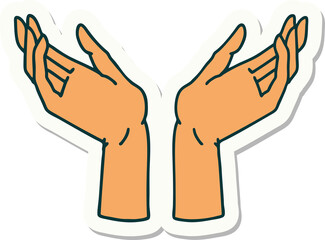 tattoo style sticker of open hands