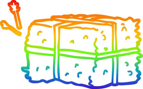 recommend clip art: rainbow gradient line drawing cartoon bale of hay