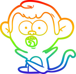 rainbow gradient line drawing cartoon shocked monkey