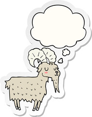 cartoon goat and thought bubble as a printed sticker
