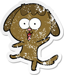 distressed sticker of a cute cartoon dog