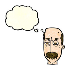 cartoon annoyed old man with thought bubble