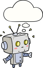 cartoon robot and thought bubble