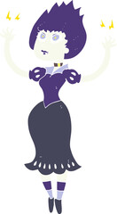 flat color illustration of a cartoon vampire girl