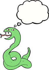 cartoon hissing snake with thought bubble