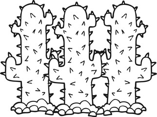 black and white cartoon cactus