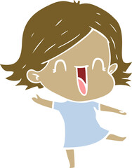 flat color style cartoon laughing woman