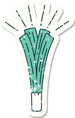 grunge sticker of tattoo style leek