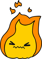 cartoon of cute kawaii fire flame