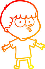 warm gradient line drawing cartoon curious boy