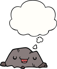 cartoon rock and thought bubble