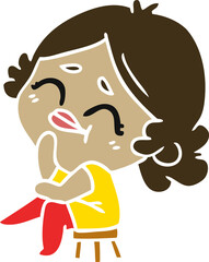 cartoon of a kawaii woman