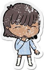 distressed sticker of a cartoon woman