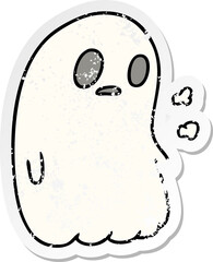 distressed sticker cartoon of a kawaii cute ghost