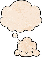 cartoon cloud and thought bubble in grunge texture pattern style