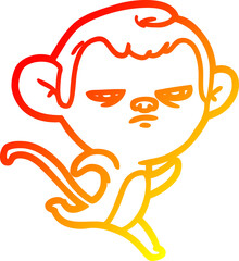 warm gradient line drawing cartoon monkey