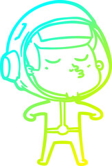 cold gradient line drawing cartoon confident astronaut