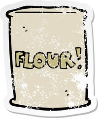 retro distressed sticker of a cartoon bag of flour