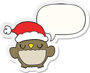 cute christmas owl and speech bubble sticker