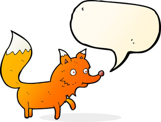 cartoon fox cub with speech bubble
