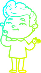 cold gradient line drawing happy cartoon man
