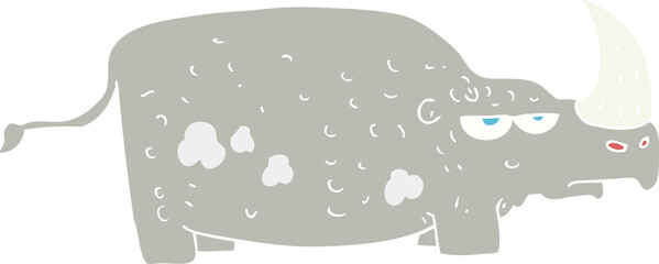 flat color illustration of a cartoon rhino