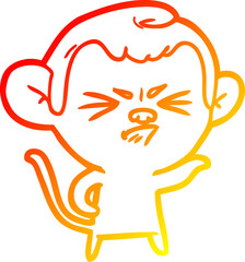 warm gradient line drawing cartoon angry monkey
