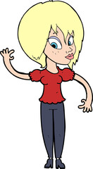 cartoon woman waving
