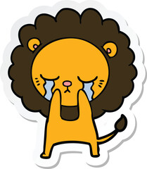 sticker of a crying cartoon lion