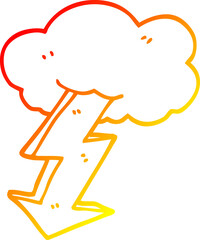warm gradient line drawing cartoon lightning bolt