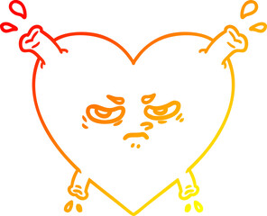 warm gradient line drawing cartoon heart