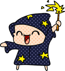 cartoon of a happy little wizard