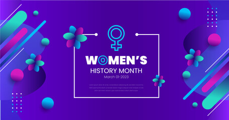 Obraz na płótnie Canvas Women's History Month background. Womens History Month banner design. Celebrated annual in March, to mark women’s contribution to history. 