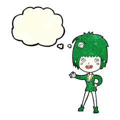 cartoon vampire girl with thought bubble