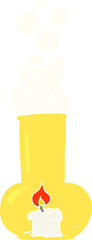 flat color illustration of a cartoon old glass lamp and candle