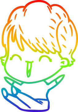 recommend clip art: rainbow gradient line drawing cartoon laughing woman